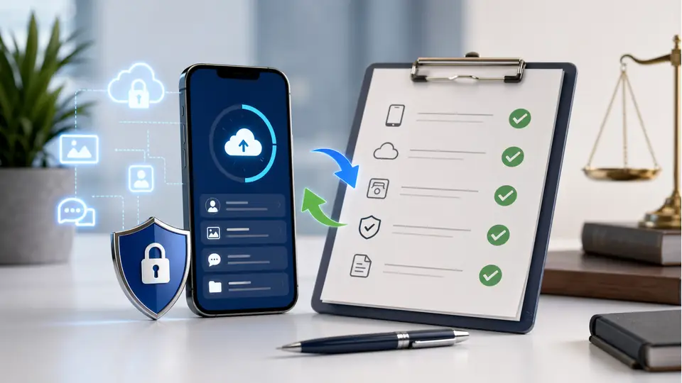 Legal cell phone data recovery with cloud backup and secure ownership verification