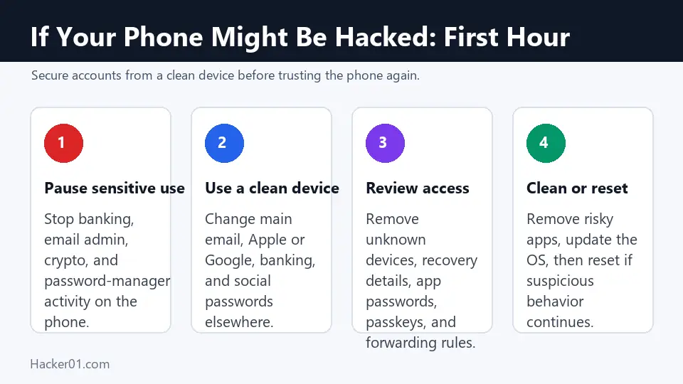 First-hour response steps if your phone might be hacked