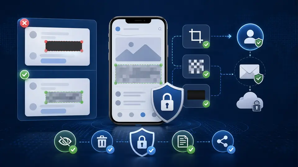 Screenshot redaction and privacy protection before sharing images online