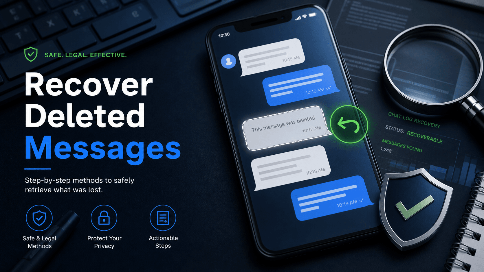 Phone screen showing safe Messenger deleted message recovery options