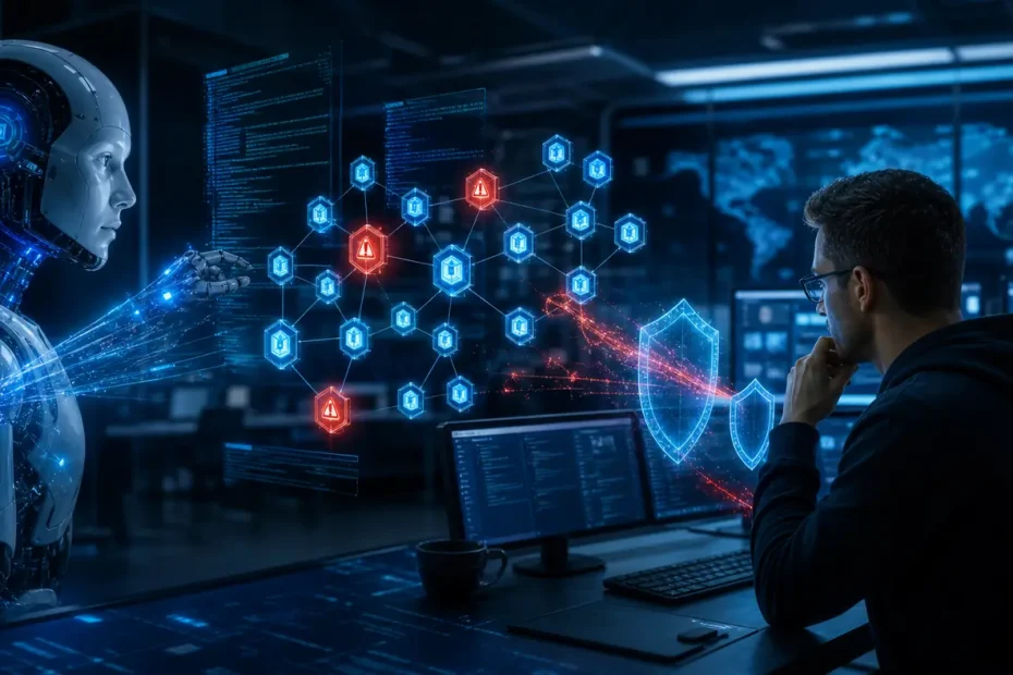 AI coding assistant and analyst reviewing fake repository risk